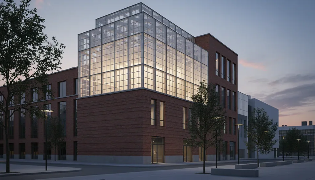 Contemporary Brick & Glass Façade